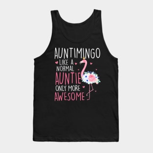 Flamingo Auntimingo like a normal Auntie Floral Mom Grandma Tank Top